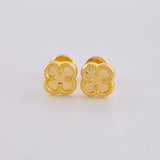 Diamond Cut Clover Stud Earrings 0.6 g / in / 7.7 mm Yellow Gold 18K