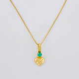 Venetian Chain + Striped Heart Pendant Emerald 3 Pts / 1 g / 17 3/4 in Yellow Gold 18K