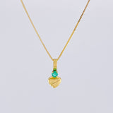 Venetian Chain + Striped Heart Pendant Emerald 3 Pts / 1 g / 17 3/4 in Yellow Gold 18K