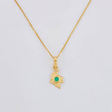 Venetian Chain + Emerald Map Pendant 4 Pts / 1.05 g / 17 3/4 in 18K Yellow Gold