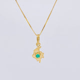 Set Cadena Veneciana + Dije Mapa Esmeralda 3 Pts / 1.1 g / 17 3/4 in Oro Amarillo 18K