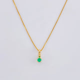Set Cadena Veneciana + Dije Sencillo Redondo Esmeralda 3 Pts / 0.95 g / 17 3/4 in Oro Amarillo 18K