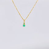Set Cadena Veneciana + Dije Senciillo Redondo Esmeralda 4 Pts / 1 g / 17 3/4 in Oro Amarillo 18K