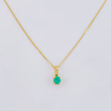 Set Cadena Veneciana + Dije Sencillo Redondo Esmeralda 18 Pts / 1.05 g / 17 3/4 in Oro Amarillo 18K