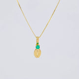 Set Cadena Veneciana + Dije Grano Cafe Esmeralda3 Pts / 1.05 g / 17 3/4 in Oro Amarillo 18K