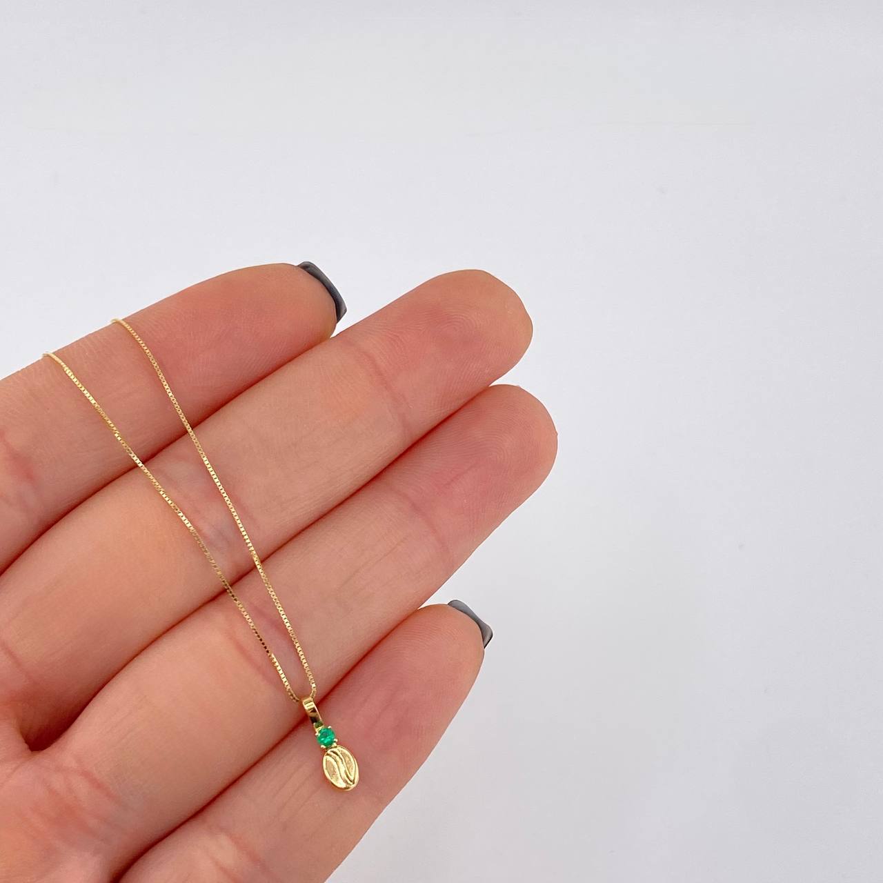 Set Cadena Veneciana + Dije Grano Cafe Esmeralda3 Pts / 1.05 g / 17 3/4 in Oro Amarillo 18K