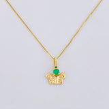 Set Cadena Veneciana + Dije Mariposa Esmeralda 6 Pts / 1.15 g / 17 3/4 in Oro Amarillo 18K