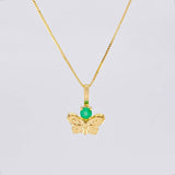 Set Cadena Veneciana + Dije Mariposa Esmeralda 6 Pts / 1.15 g / 17 3/4 in Oro Amarillo 18K