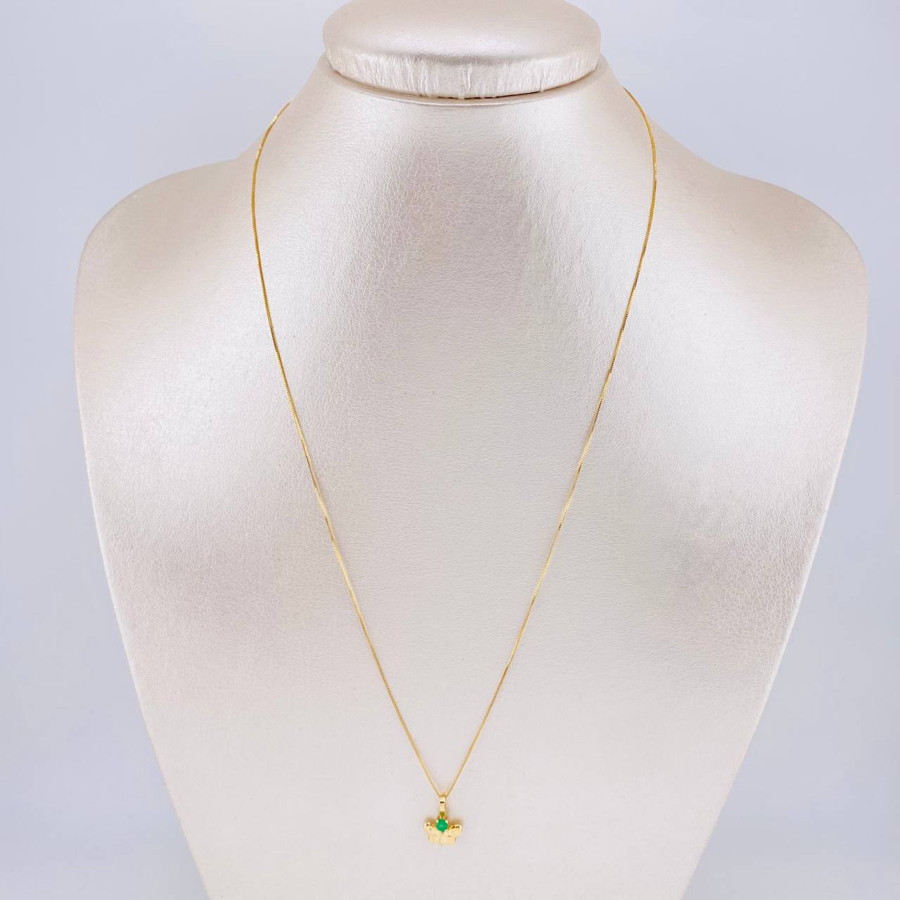 Set Cadena Veneciana + Dije Mariposa Esmeralda 6 Pts / 1.15 g / 17 3/4 in Oro Amarillo 18K