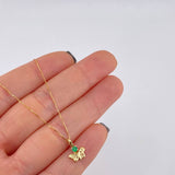 Set Cadena Veneciana + Dije Mariposa Esmeralda 6 Pts / 1.15 g / 17 3/4 in Oro Amarillo 18K