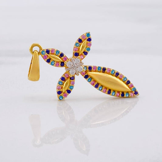 Dije Cruz Folrenciada 2.85gr / 3.6cm / Circones de Colores Oro Amarillo