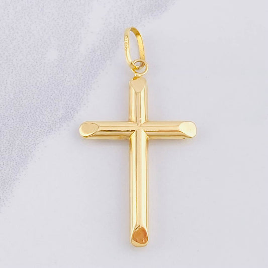 Dije Cruz Puntas Planas 1.75gr / 1 3/4 in / Oro Amarillo 18K