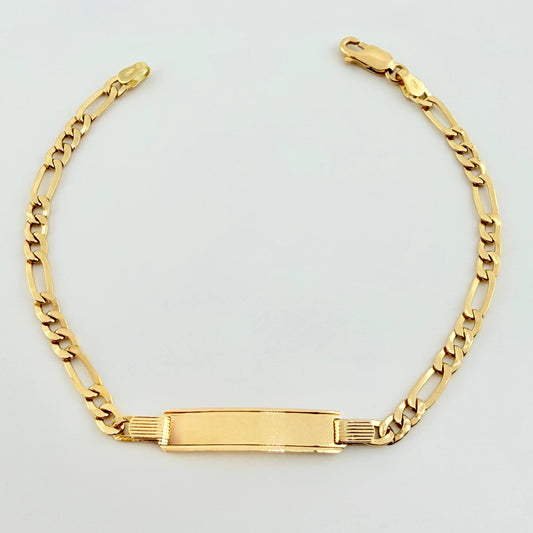 Pulso Figaro Placa 5.8gr / 8 in / 3.9mm Oro Amarillo +1 18K *