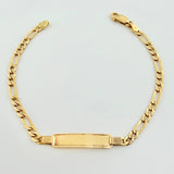 Pulso Figaro Placa 5.8gr / 8 in / 3.9mm Oro Amarillo +1 18K *