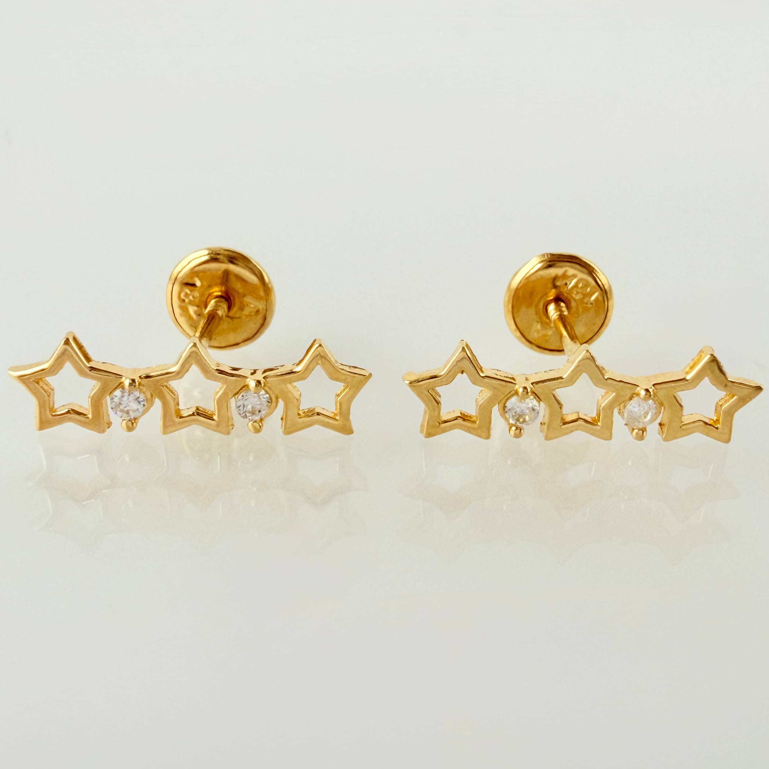 Topos Trío Estrellas 1.1gr / 3/4 in / Oro Amarillo 18K