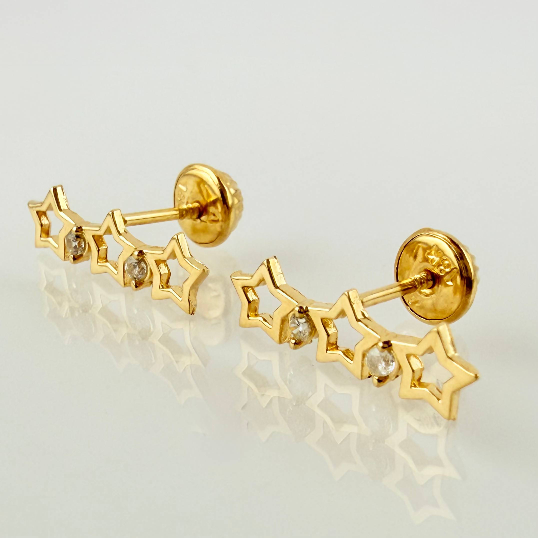 Topos Trío Estrellas 1.15gr / 3/4 in / Oro Amarillo 18K