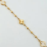 Pulso Trebol Espiga Diamantado 3.6gr / 7 1/4 in / 3mm Oro Amarillo Nac.Esp. 18K