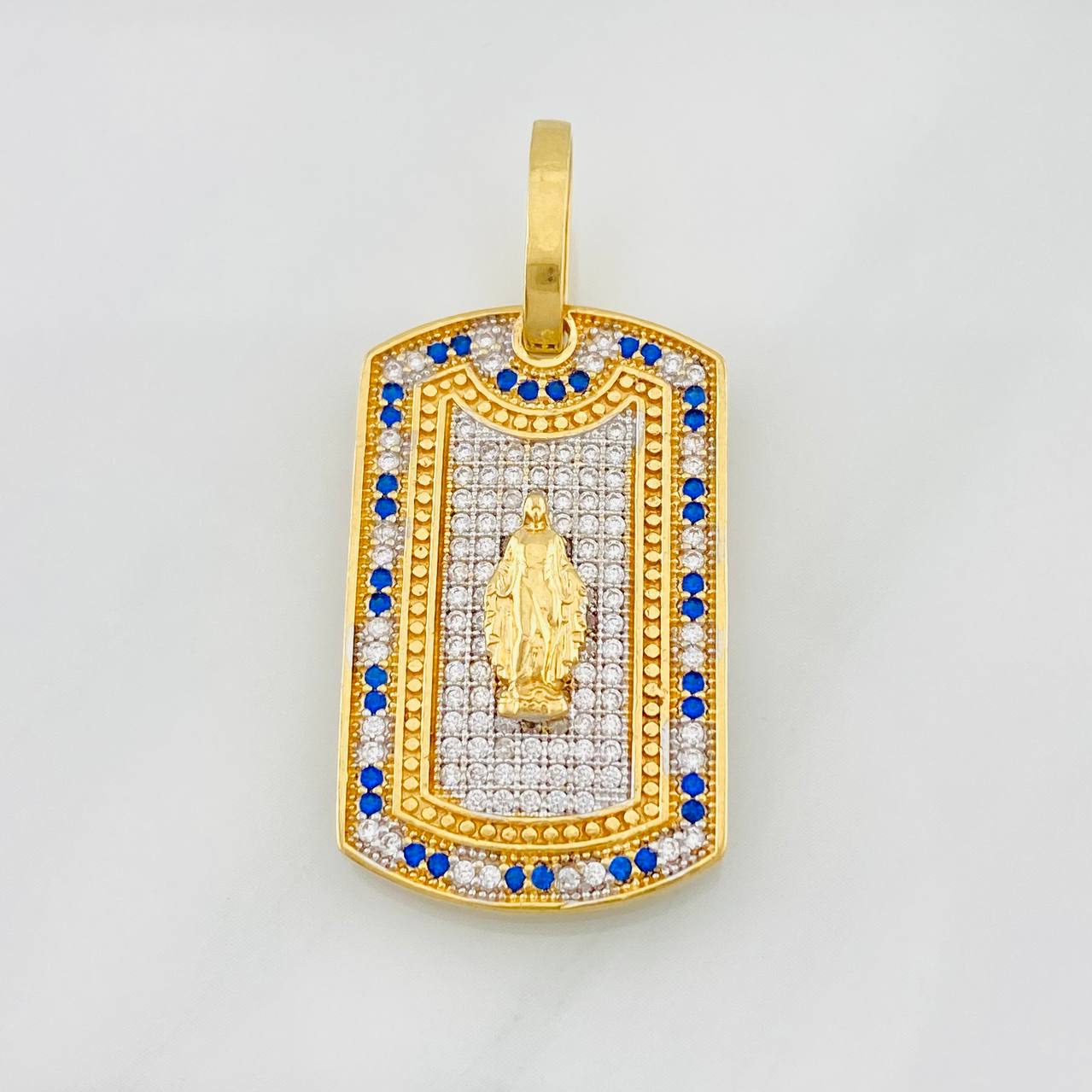 Pendant Medal Miraculous Virgin 6.9g / 1 1/2 in Two-tone Yellow White Gold 18K