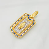 Pendant Medal Miraculous Virgin 6.9g / 1 1/2 in Two-tone Yellow White Gold 18K