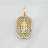 Pendant Medal Miraculous Virgin 6g / 1 1/2 in Two-tone Yellow White Gold 18K