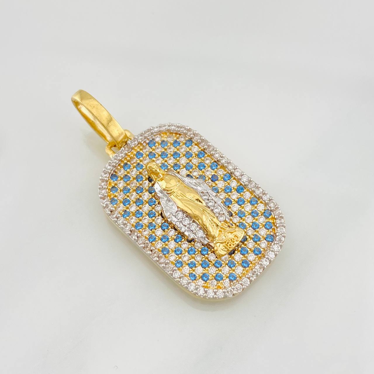 Pendant Medal Miraculous Virgin 6g / 1 1/2 in Two-tone Yellow White Gold 18K