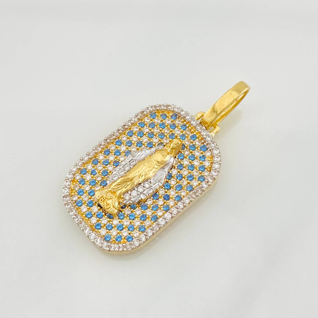 Pendant Medal Miraculous Virgin 6g / 1 1/2 in Two-tone Yellow White Gold 18K