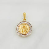 Pendant Virgin of Carmen Medal 2.75g / 3/4 in Two-Tone Yellow White Gold 18K