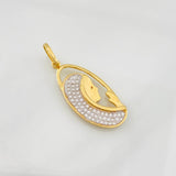 Dije Rostro Virgen Maria 2.6g / 1 1/2 in Dos Oros Amarillo Blanco 18K