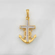 Dije Cruz Alta Mar 3g / 1 1/4 in Dos Oros Amarillo Blanco 18K