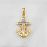 Dije Cruz Alta Mar 3g / 1 1/4 in Dos Oros Amarillo Blanco 18K