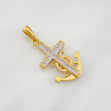 Dije Cruz Alta Mar 3g / 1 1/4 in Dos Oros Amarillo Blanco 18K