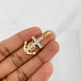 Dije Cruz Alta Mar 3g / 1 1/4 in Dos Oros Amarillo Blanco 18K