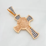 Dije Cruz Cristo 14.8g / 2 1/2 in Dos Oros Blanco Rosa 18K
