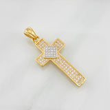 Dije Cruz 2.65g / 1 1/2 in Dos Oros Amarillo Blanco 18K