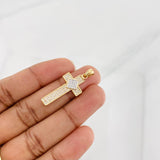 Dije Cruz 2.65g / 1 1/2 in Dos Oros Amarillo Blanco 18K
