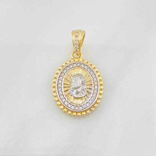 Pendant Medal Christ Face 2.8g / 1 in Two-Tone Yellow White Gold 18K