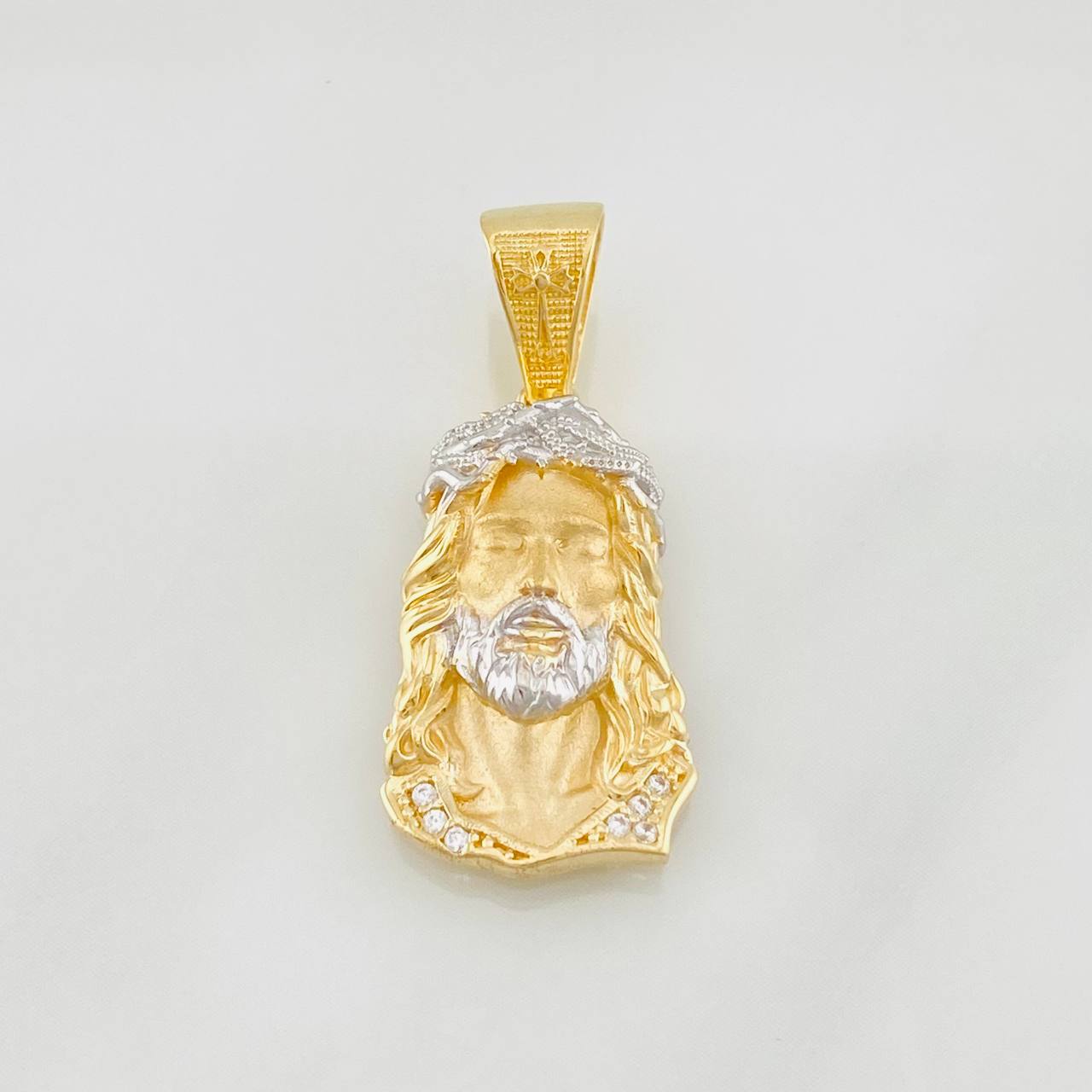 Dije Rostro Cristo 3.45g / 1 1/4 in Dos Oros Amarillo Blanco 18K
