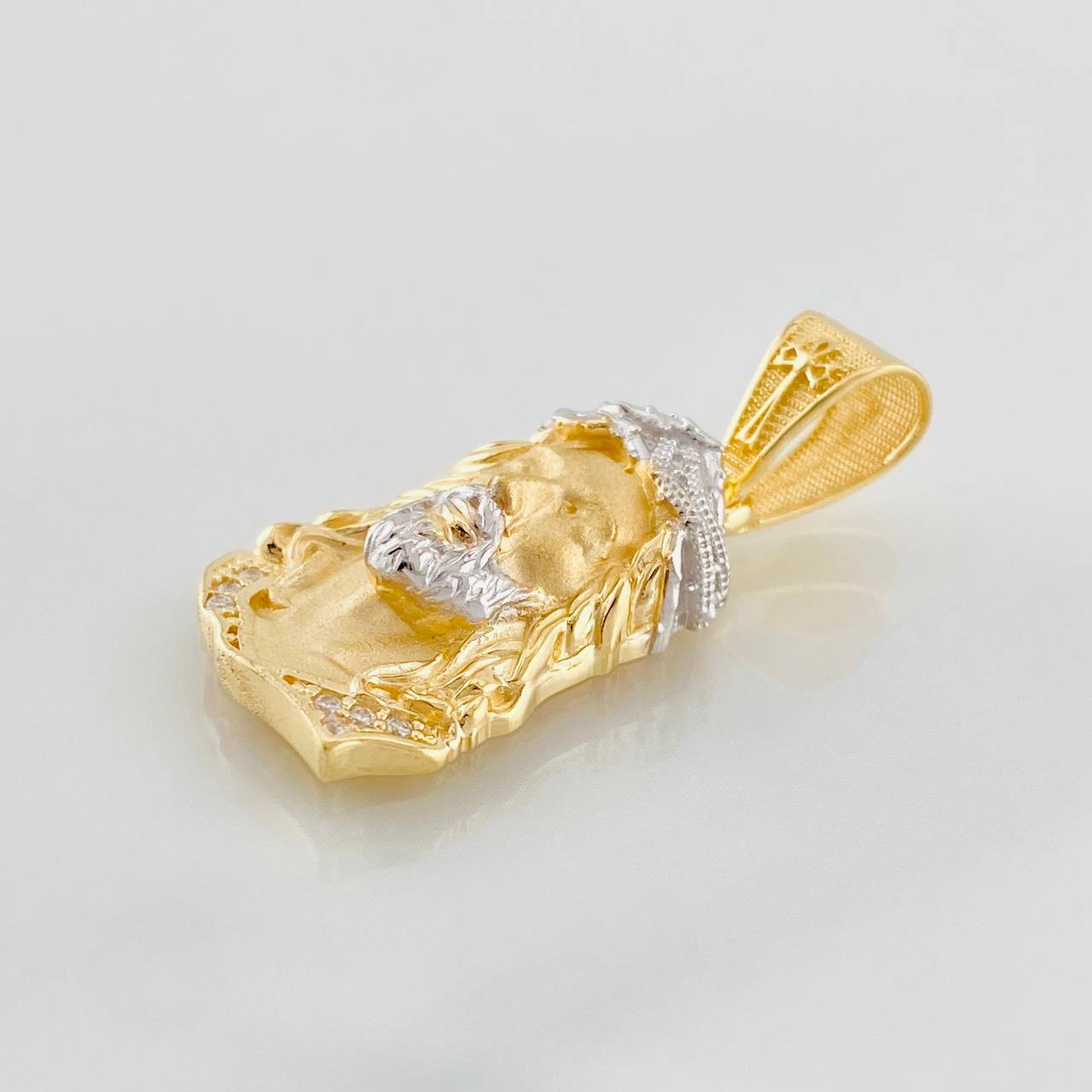 Dije Rostro Cristo 3.45g / 1 1/4 in Dos Oros Amarillo Blanco 18K