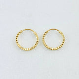 Hoop Earrings Striped Hoop 0.45gr / 1/2 in / 18K Gold