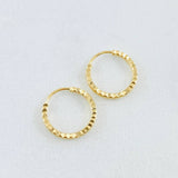 Candongas Mini Aro Rayado 0.6 g / 1/2 in Oro Amarillo 18K