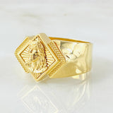 Jesus Face Rhombus Ring 5.65gr / T10 1/4 / 18K Yellow Gold *