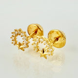 Topos Aro Semi Estrellado 0.65gr / 6mm Oro Amarillo 18K