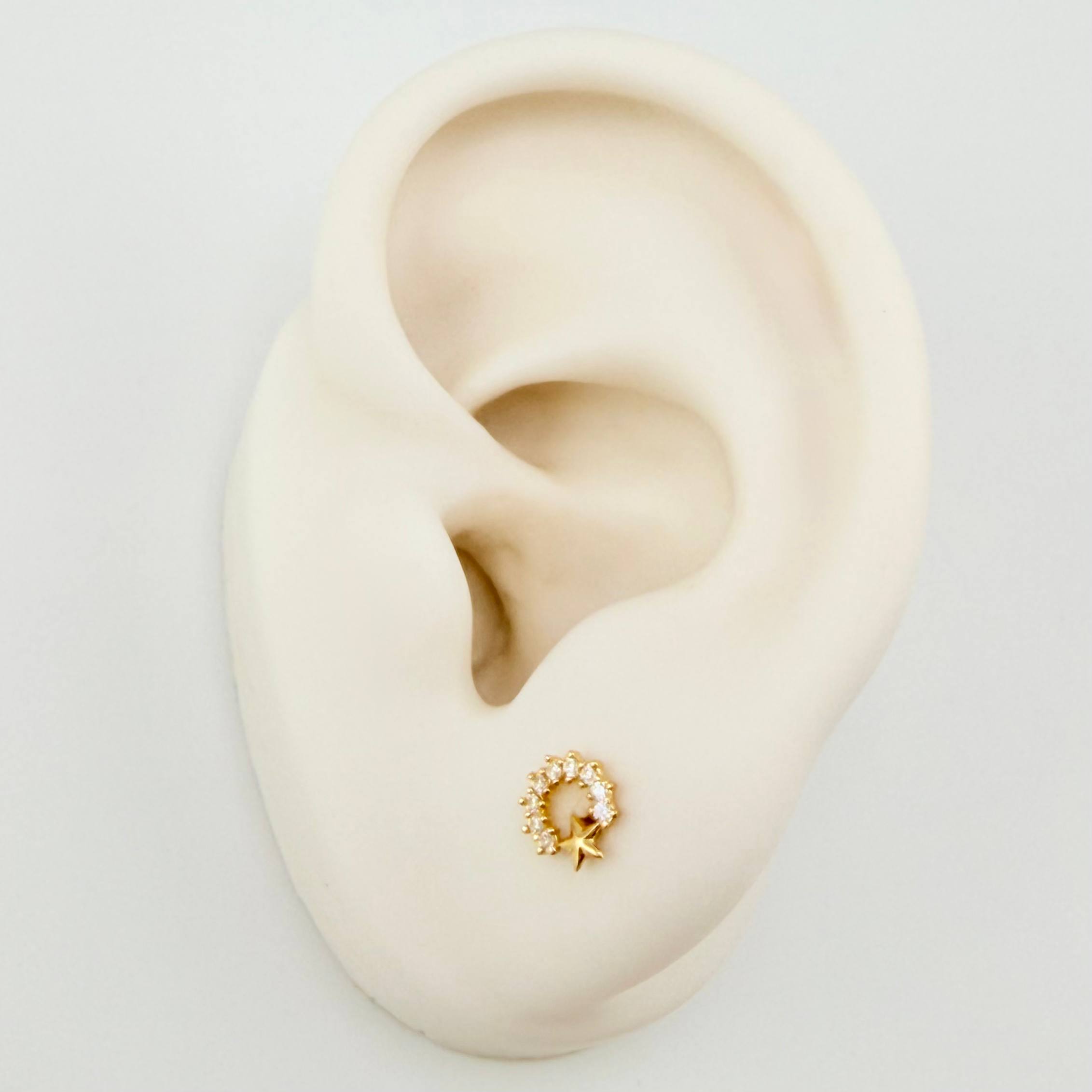 Topos Aro Semi Estrellado 0.65gr / 6mm Oro Amarillo 18K