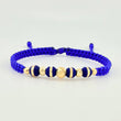 Royal Blue Woven Bracelet Neoros 4Und / Beads 5Und 4Mm-5Mm-6Mm Yellow Gold 18K