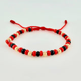 Red Woven Bracelet Turkish Eye / Beads 10Pcs 4Mm Yellow Gold 18K