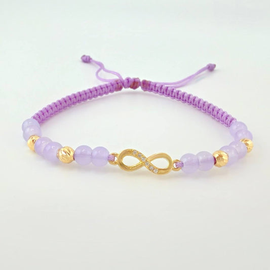 Woven Lilac Bracelet Yellow Gold 18K Infinity Pendant
