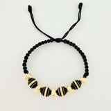 Black Woven Bracelet Neoros 4 Pcs / 5 Pcs 7Mm Diamond Cut Yellow Gold 18K