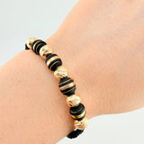 Black Woven Bracelet Neoros 4 Pcs / 5 Pcs 7Mm Diamond Cut Yellow Gold 18K
