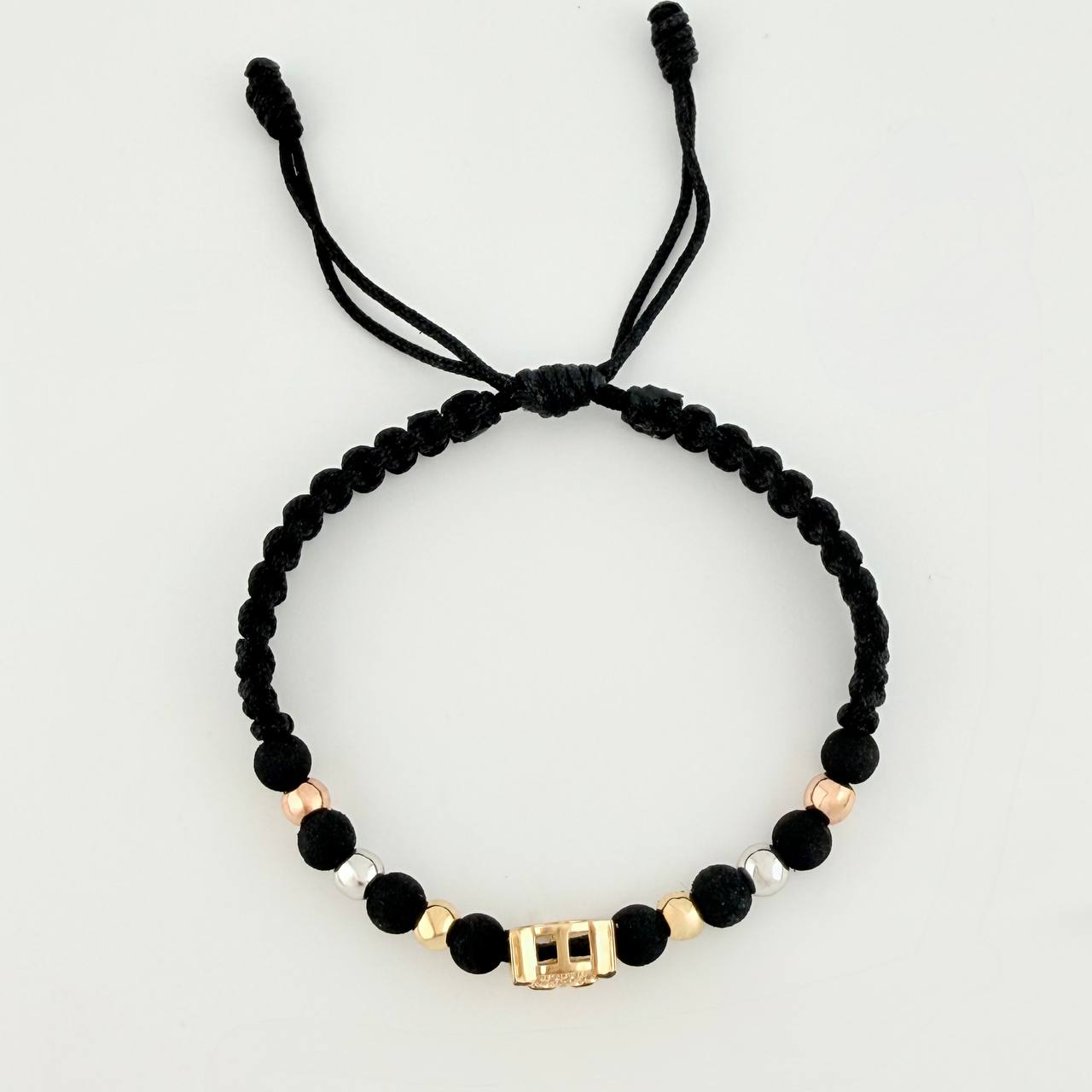 Black Woven Bracelet Emogi Little Devil Three Golds 18K
