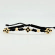 Pulsera Tejida Negras Trio Trebol / 4 Unidades 4Mm Diamantados Oro Amarillo 18K